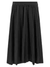 Balenciaga Hybrid Pleated Wool-ramie Midi Skirt In Black