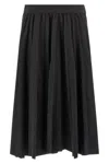 Balenciaga Hybrid Pleated Wool-ramie Midi Skirt In Black