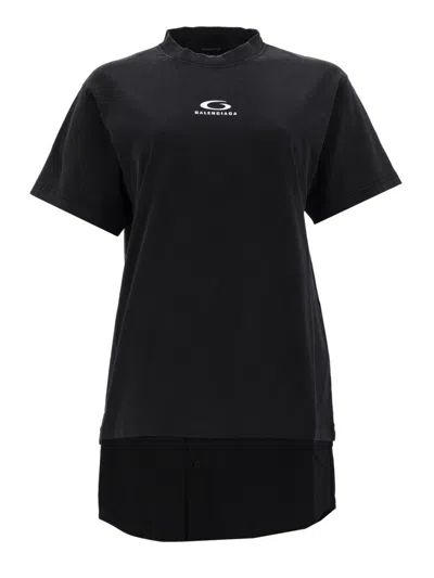 Balenciaga Black Washed Loop Sports Icon Mini Dress