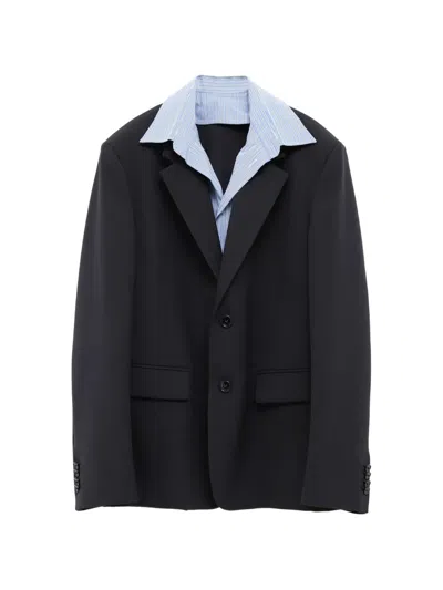 Balenciaga Hybrid Shirt Jacket In Dark Navy In Black