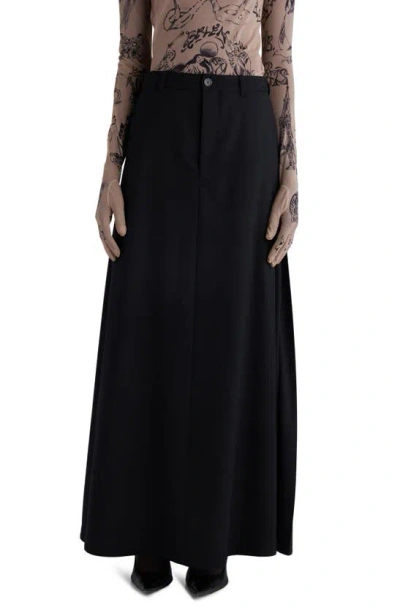 Balenciaga Hybrid Wool Pants Maxi Skirt In Black