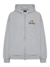 Balenciaga Grey Zip-up Sweatshirt I Love Paris Women In Grey