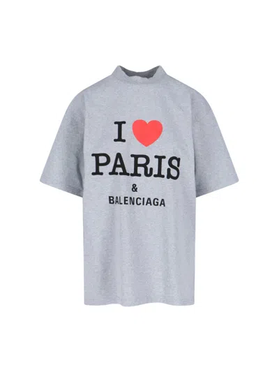 Balenciaga I Love Paris T-shirt In Gray