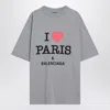 Balenciaga Grey Crewneck T-shirt With Maxi Logo Print On The Front In Cotton Woman