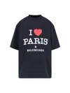 Balenciaga Crew Neck Graphic Print Unisex Top In Faded Washed Black