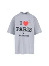 Balenciaga Grey Crewneck T-shirt With Maxi Logo Print On The Front In Cotton Woman In Gray