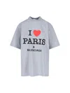 Balenciaga Grey Crewneck T-shirt With Maxi Logo Print On The Front In Cotton Woman In Gray