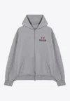 Balenciaga Grey Zip-up Sweatshirt I Love Paris Women