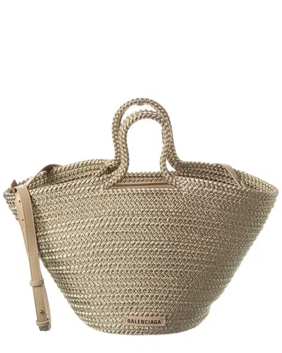 Balenciaga Ibza Nylon Basket Tote In Neutral