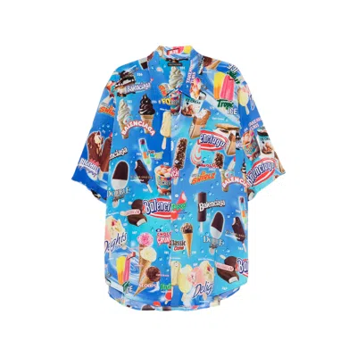 Balenciaga Ice-cream Print Shirt In Blue