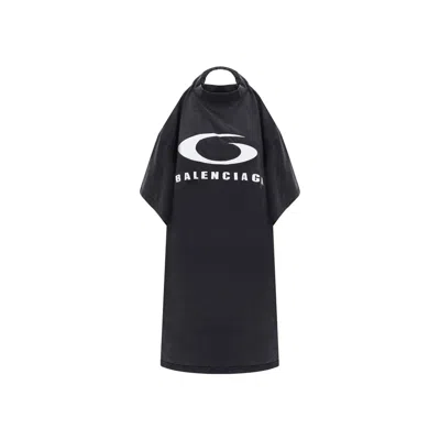 Balenciaga Icon Print T-shirt Dress Women In Black