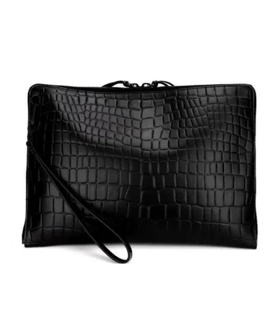 Balenciaga Imitation Crocodile Pattern Clutch In Black