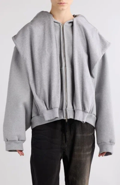 Balenciaga Incognito Oversize Zip-up Hoodie In Heather Grey