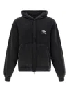 Balenciaga Black Hoodie With Kangaroo Pocket And Logo On The Front In Cotton Man In Black