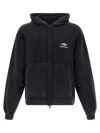 Balenciaga Black Hoodie With Kangaroo Pocket And Logo On The Front In Cotton Man In Black