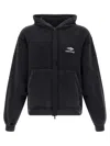 Balenciaga Black Hoodie With Kangaroo Pocket And Logo On The Front In Cotton Man In Black