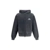 Balenciaga Black Hoodie With Kangaroo Pocket And Logo On The Front In Cotton Man In Gray