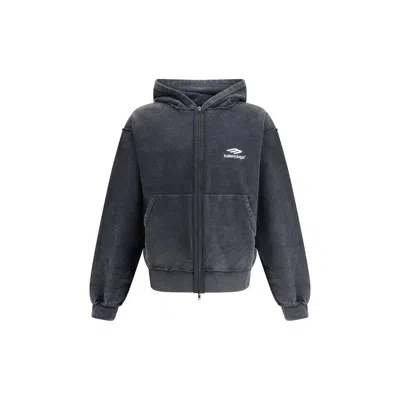 Balenciaga Inside-out 3b Sports Icon Zip Hoodie In Gray