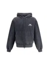 Balenciaga Men Inside-out 3b Sports Icon Zip Hoodie In Gray