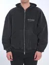 Balenciaga Large Zip-up Hoodie In Black