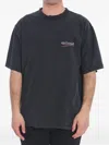 Balenciaga Men Graphite Cotton Oversize T-shirt In Gray