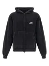 Balenciaga Black Hoodie With Kangaroo Pocket And Logo On The Front In Cotton Man In Black