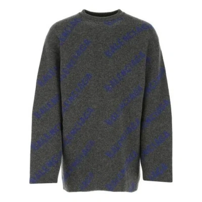 Balenciaga Intarsia Knit Logo Jumper 'dark Grey'