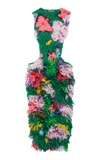 Balenciaga Intarsia-knit Silk-mohair Midi Dress In Green