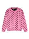 Balenciaga Intarsia-knit Logo Ribbed-knit Jumper In Pink