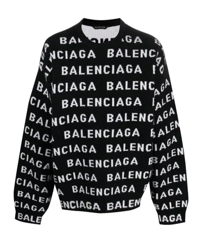 BALENCIAGA BALENCIAGA ALLOVER LOGO INTARSIA KNITTED JUMPER