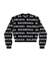 Balenciaga Women Allover Logo Wool Cropped Sweater In Black