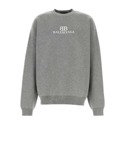 Balenciaga Intarsia Logo Sweatshirt In Gray