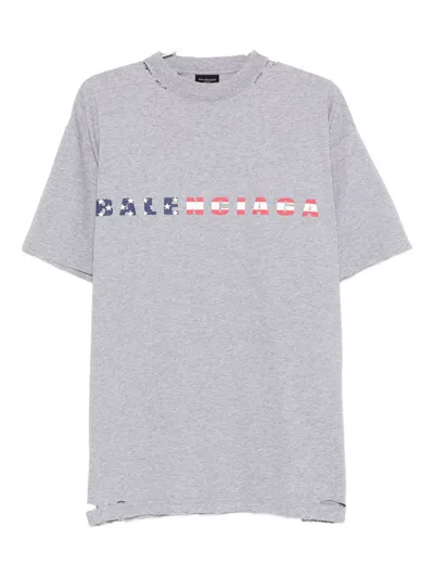 Balenciaga International T-shirt In Heather Grey Dry Jersey In Gray