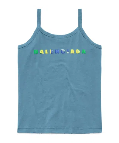 Balenciaga International Tank Top In Grey Blue In Gray-blue