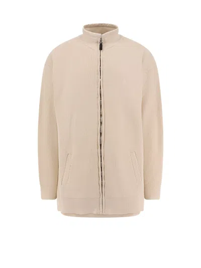 Balenciaga Intertwined Cardigan With Bb Garderobe Motif In Neutral