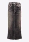 Balenciaga Intertwining Lace Midi Denim Skirt