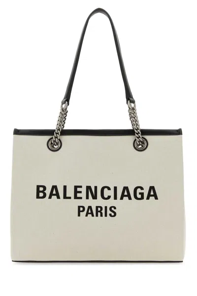 Balenciaga Ivory Canvas M Duty Free Shopping Bag In Beige