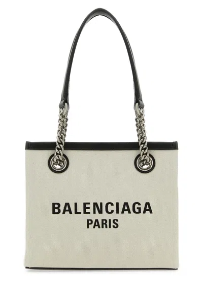Balenciaga Ivory Canvas M Duty Free Shopping Bag In Beige