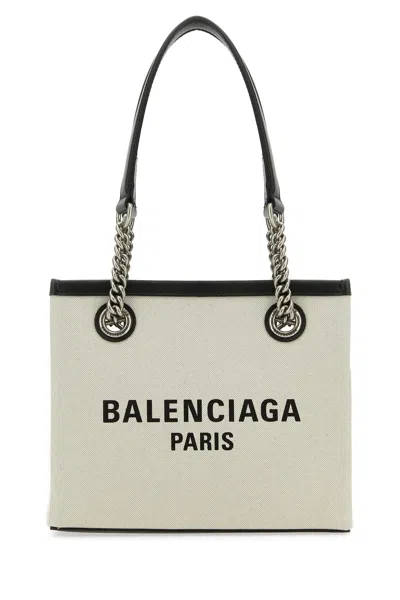 BALENCIAGA IVORY CANVAS S DUTY FREE SHOPPING BAG