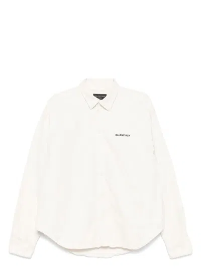 BALENCIAGA IVORY DENIM OVERSIZE SHIRT