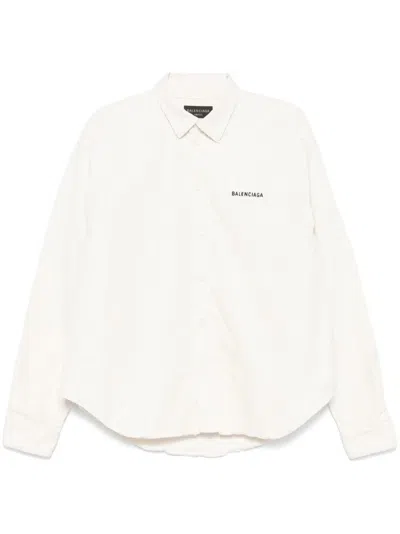 Balenciaga Ivory Denim Oversize Shirt In Yellow