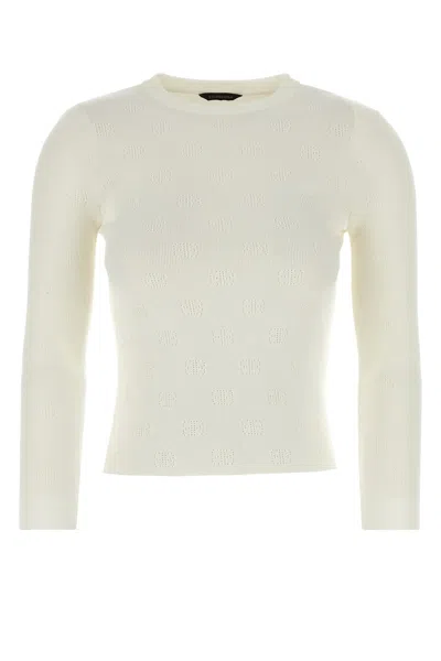 Balenciaga Ivory Wool Blend Sweater In White