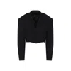 Balenciaga Black Cut Off Single Breasted Jacket In Black