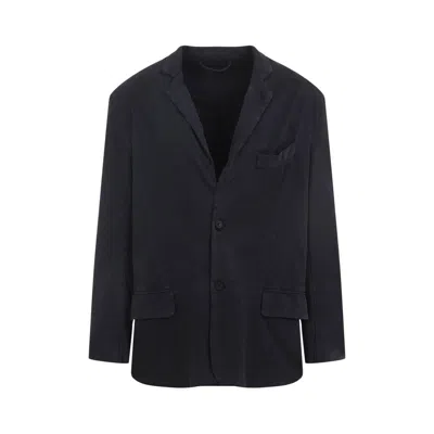 Balenciaga Black Cotton Single-breasted Blazer In Blue