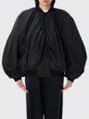 Balenciaga Black Bomber Draped Jacket With Elastic Rear Hem In Tech Fabric Woman In Black