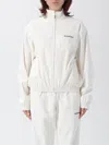 Balenciaga High Collar Zip Jacket With Bold Logo Detailing In White