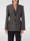 Balenciaga Checked Padded Wool Blazer In Kaki