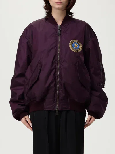 Balenciaga Violet Bomber Jacket With Logo Patch On The Front In Tech Fabric Woman In Purple