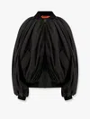 Balenciaga Black Bomber Draped Jacket With Elastic Rear Hem In Tech Fabric Woman In Black