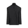 Balenciaga Gray Seamless Tailored Blazer In Black